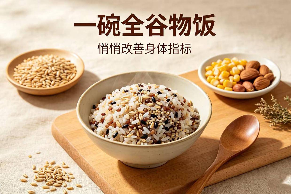 把米饭换成全谷物后，这些指标都变好了！