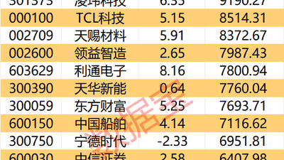 主力资金丨7股遭主力资金大幅出逃