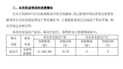A股“天价”离婚，男方股份悉数转让，女方分走约2.46亿元