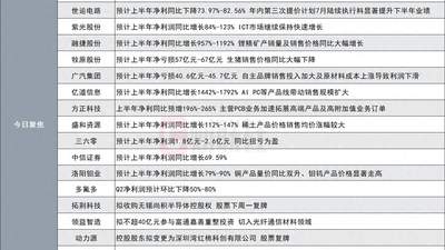 净利同比最高增长24倍！1200亿存储芯片龙头发布半年度业绩预告|盘后公告集锦