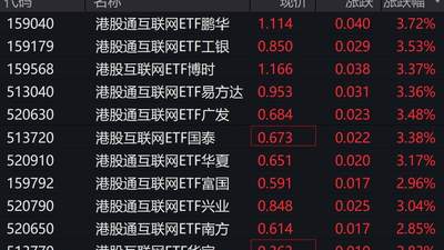港股通互联网ETF涨势强劲 小米美团等港股互联网概念股表现亮眼