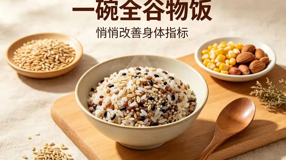 把米饭换成全谷物后，这些指标都变好了！