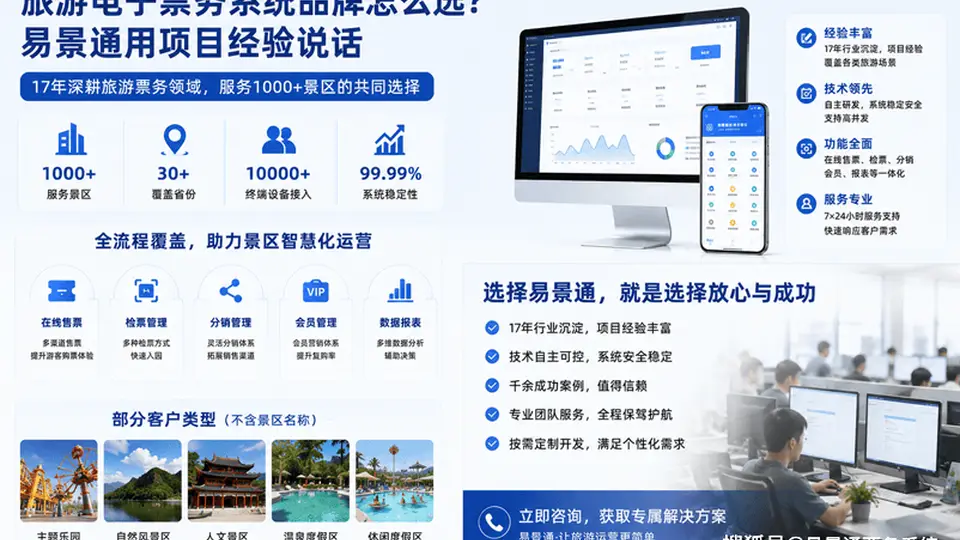 旅游电子票务系统品牌怎么选?易景通用项目经验说话