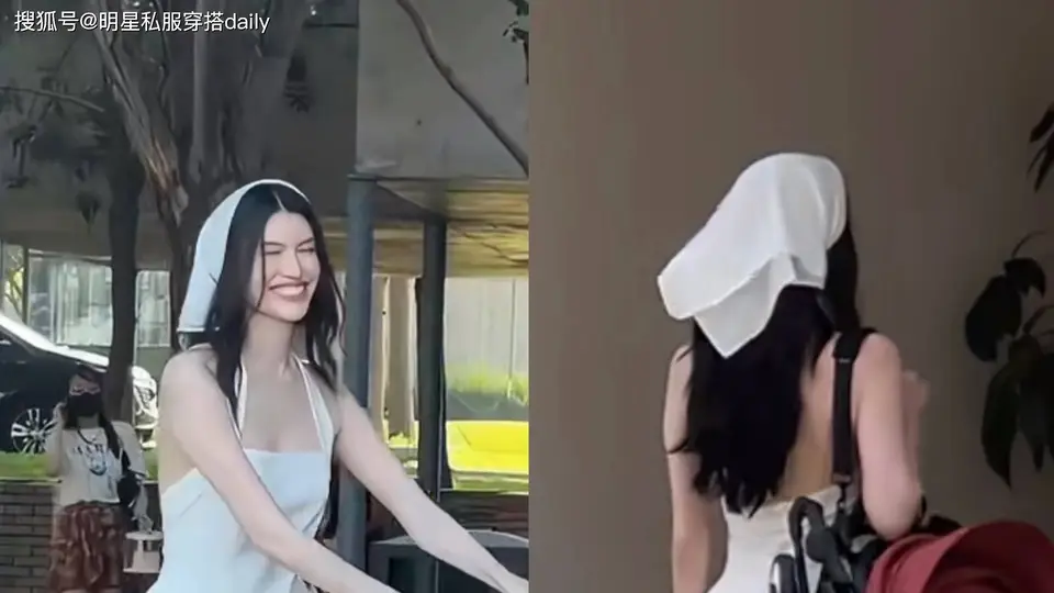 阿那亚拍广告引热议!何穗穿白裙搭头巾,松弛法式造型里藏着当妈后的温柔魅力