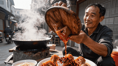 来天水街头蹲矮凳，手撕一碗呱呱吃出西北风味惊喜