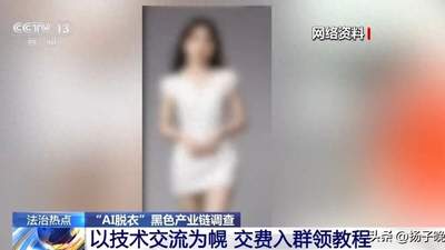 女孩生活照被“AI一键脱衣”变成不雅照发上网、几千人付费入群获取教程，央视曝光“AI脱衣”黑色产业链