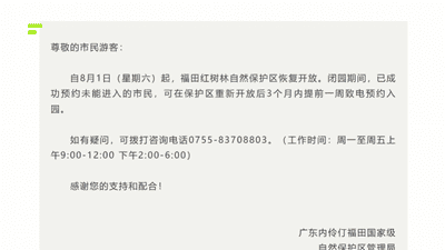 深圳福田红树林保护区恢复开放 多元体验活动引市民预约热情已排至11月