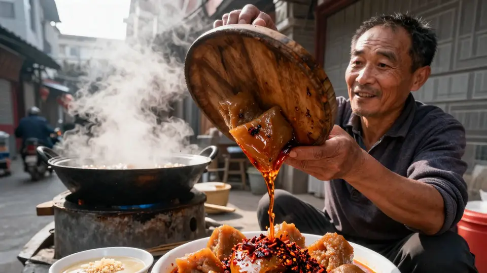 来天水街头蹲矮凳，手撕一碗呱呱吃出西北风味惊喜