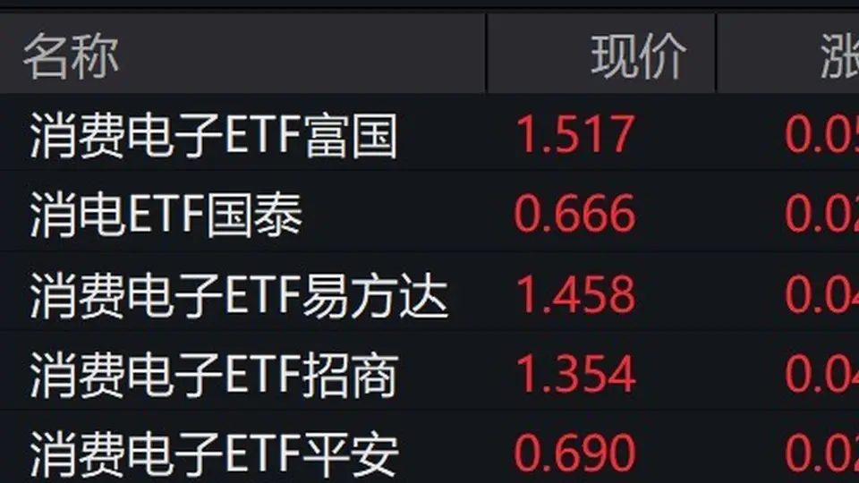 消费电子ETF涨超3% 这些板块龙头企业还在拉升