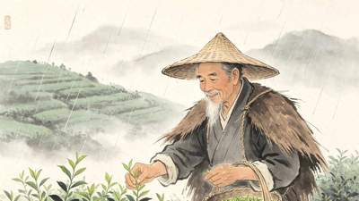 谷雨茶摊迎客来 老陈头守古法制茶引博主直播获高价收茶