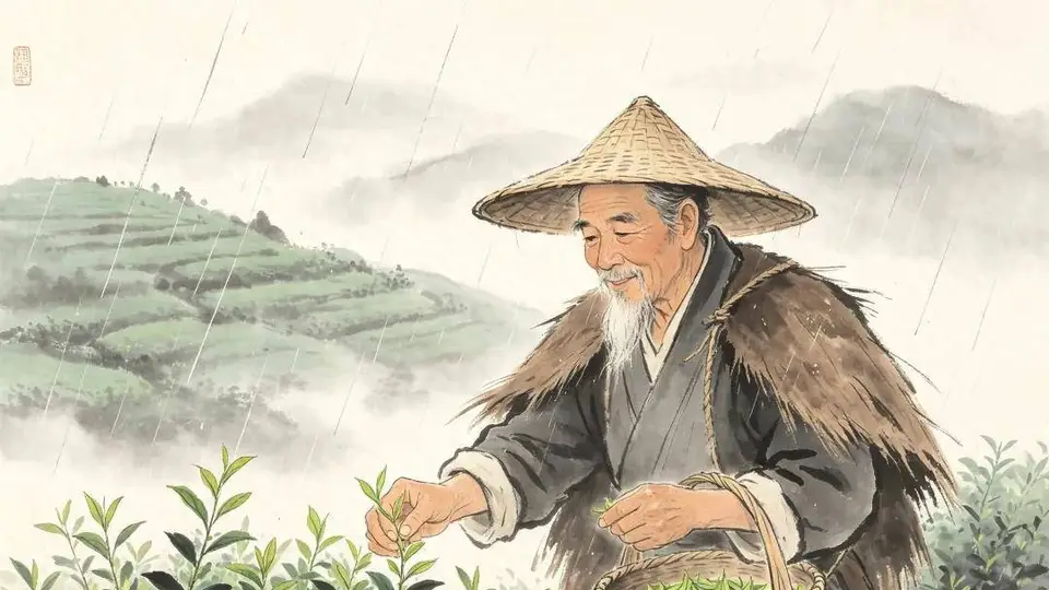 谷雨茶摊迎客来 老陈头守古法制茶引博主直播获高价收茶