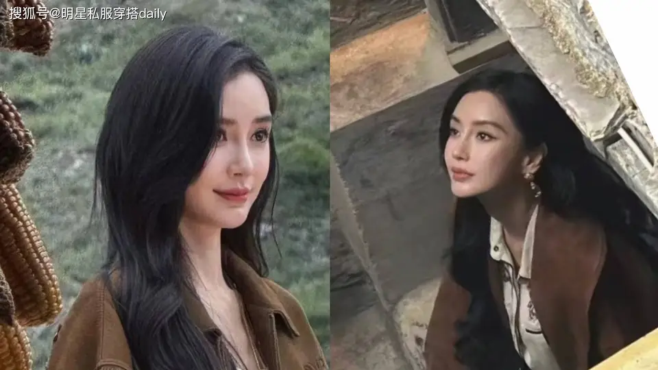 Angela baby颜值还是那么顶!棕色流苏夹克复古时髦,美的权威