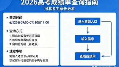 2026高考成绩单查询指南，速存！河北考生家长必看