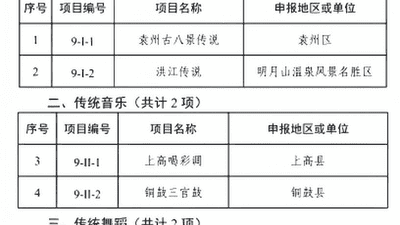 宜春市公布第九批市级非遗名录46个项目入选