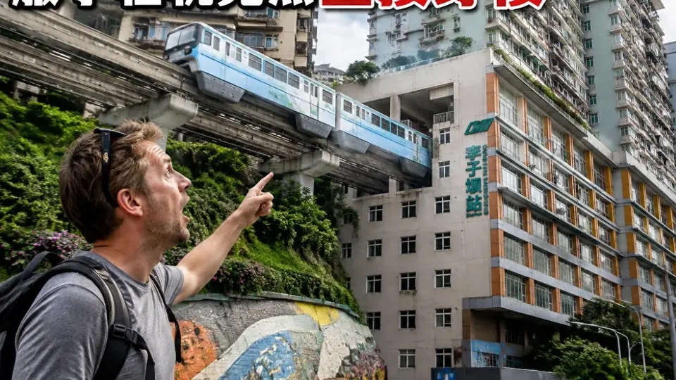 外国工程师马丁乘重庆轻轨过楼 被立体山城交通惊艳