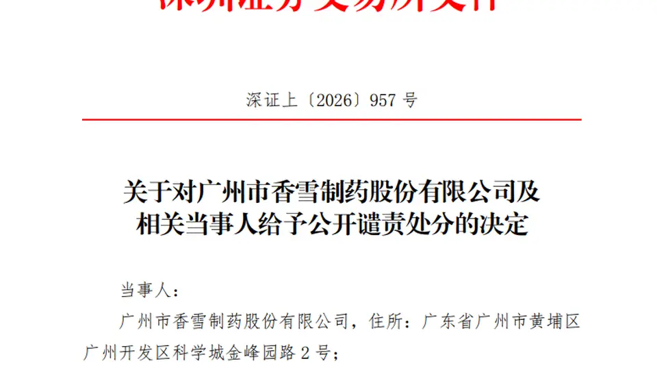 300147及董事长,被深交所公开谴责