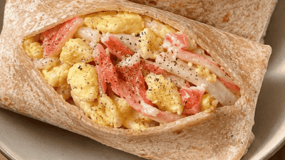 蟹柳滑蛋口袋饼:低卡饱腹的懒人快手早餐,一口吃出幸福感
