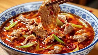 来围观！get地道水煮牛肉多元做法，炒红油选锅调汤全是讲究，做出来香辣诱人超有面