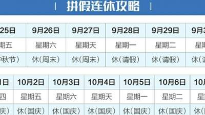 请3天假连休13天 中秋国庆拼出超长假