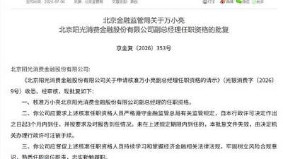 万小亮获批阳光消金副总经理 公司扩表增收不增利