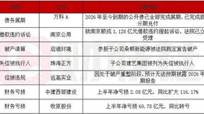 债市公告精选 | 万科 2026 年至今到期公开债全部完成展期；南京公用就 1.128 亿元借款违约提起诉讼