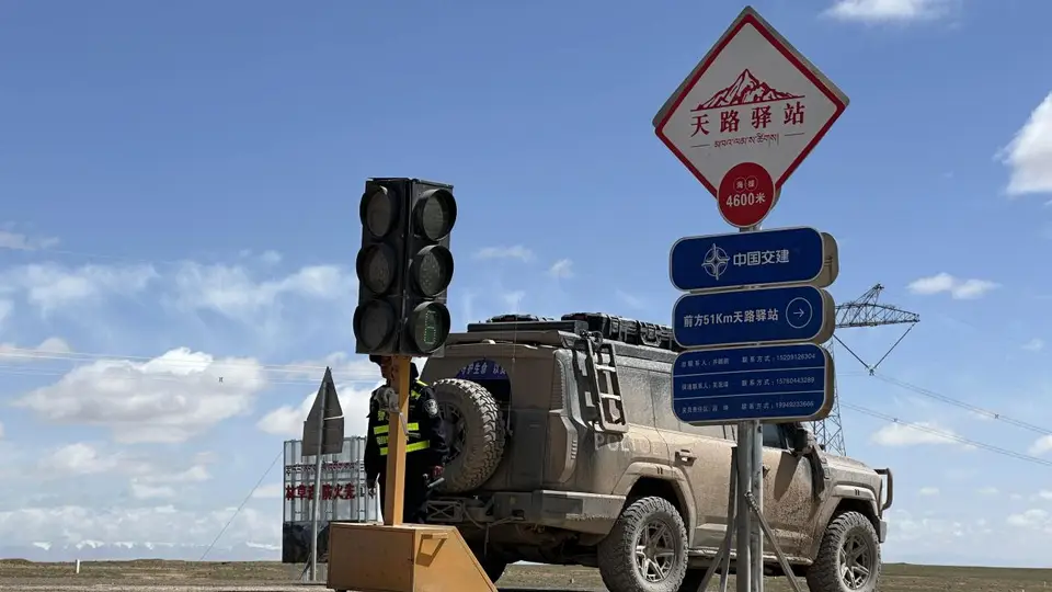 青藏公路守护团与你共赴 带娃藏羚羊安全过马路啦