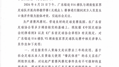 14岁小球员遭张家界足球队殴打，广东足协、湖南足协：多人被处罚