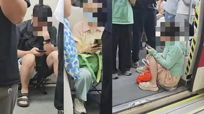 广州地铁早高峰乘客自带小板凳,有人理解有人讨厌
