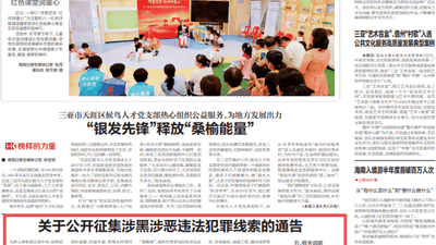 海南邀民众参与涉黑涉恶线索征集 明确举报邮箱及受理范围