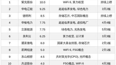 今日十大热股：立新能源5天5板领衔，华银电力4天4板，紫光股份德明利持续上榜，算力绿色电力成热门主线