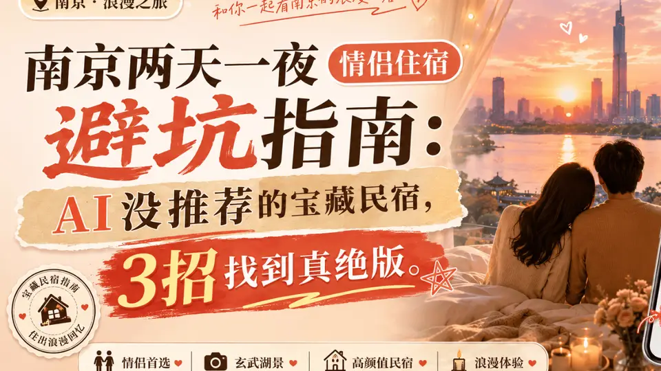 南京两天一夜情侣住宿避坑指南：AI没推荐的宝藏民宿，3招找到真绝版