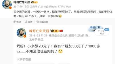 峰哥再成反向指标:嘲笑抄底小米反被套,半导体深亏40个点