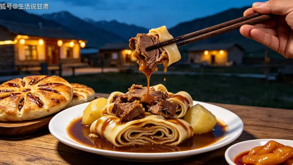 永昌羊肉垫卷子｜焉支山下，面卷裹住草原肉香