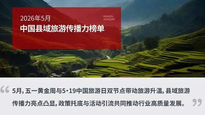 山水出圈！嵩县登2026年5月县域旅游传播力百强全省第一、全国第24名