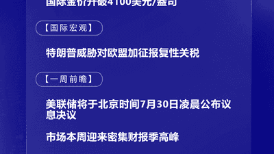 7月27日国际晨讯:围观伦敦金破4100美元/盎司关口 静待美联储加息悬念揭晓