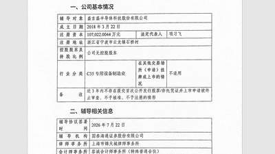 半导体设备领域传来新动态 盛吉盛半导体IPO辅导备案获宁波证监局受理