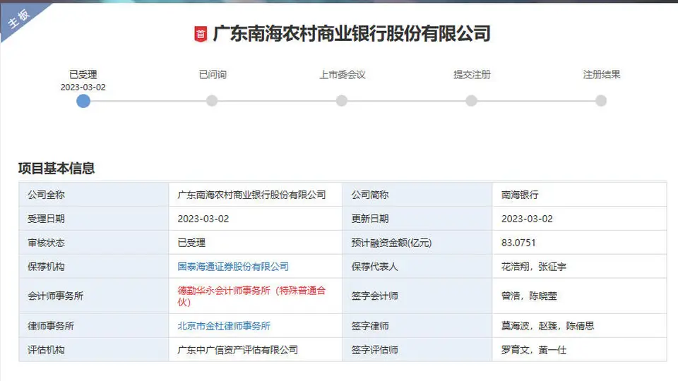 新动态！东莞银行、南海农商行IPO恢复审核
